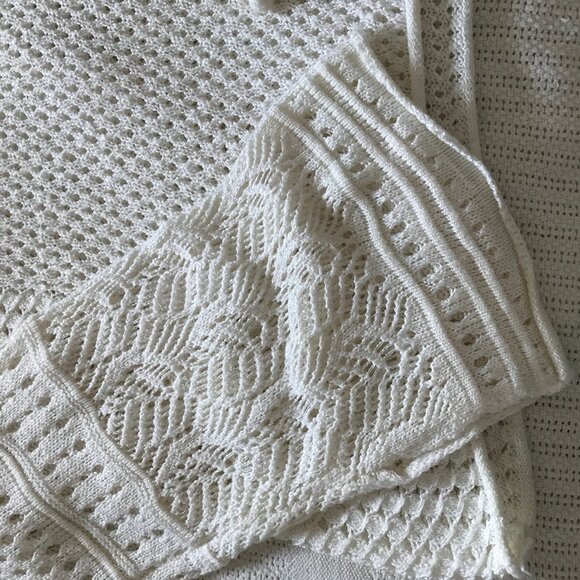 Lauren Conrad Scoop neck Open knit Cropped Sweater Bell sleeves XXL Off-white - Picture 4 of 8